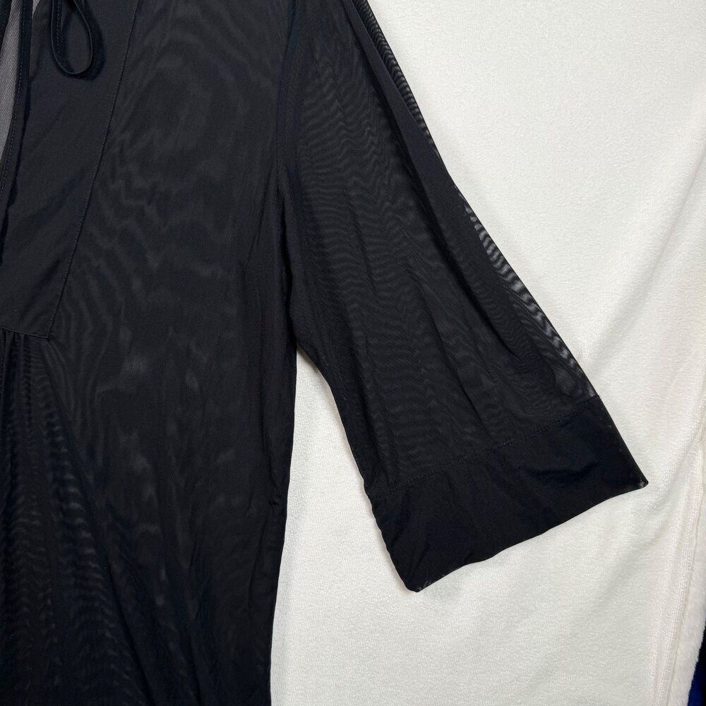 Tommy Bahama Black Sheer Swim Cover Up Tunic Large Mesh Beach Tie Neck 3/4 Sleev - Picture 7 of 12